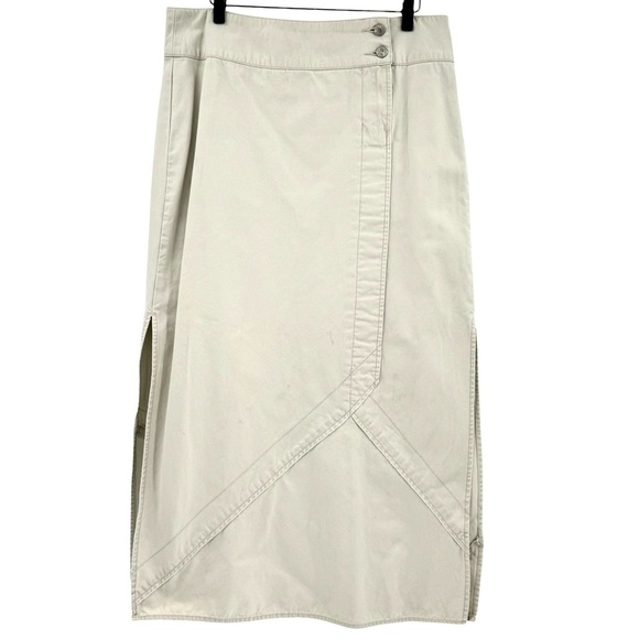 Vintage 90s BKE Denim Maxi Skirt Long Straight Cream/Off White 100% Cotton 31/L - Picture 1 of 10